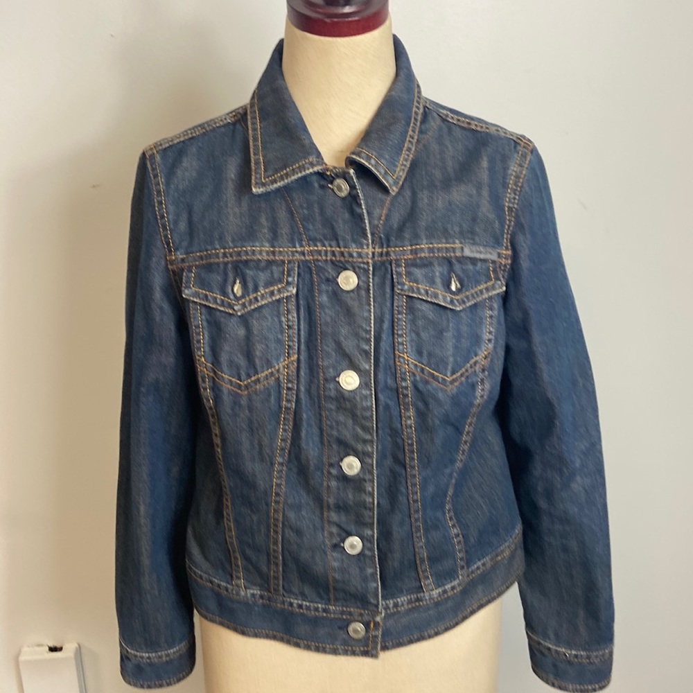Liz Claiborne Blue Denim Fitted Jean Jacket Medium Petite
